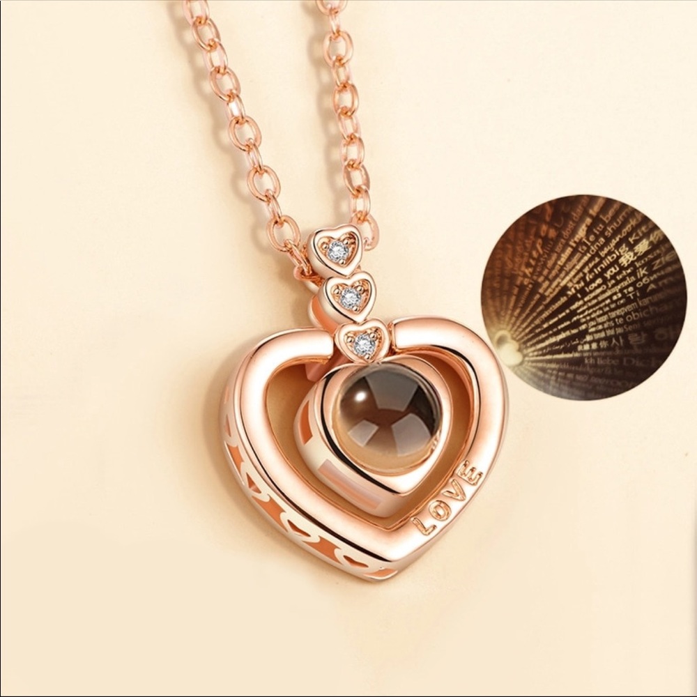 ❤️ 100 language I Love You Necklace - gold